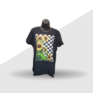 Women Black Sun Flower Shirt